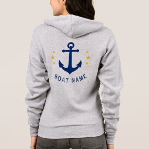 Nautic Vintag Anchor Boat Name Gold Star Grau Hoodie
