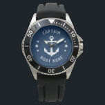 Nautic Vintag Anchor Captain Boat Name Navy Armbanduhr<br><div class="desc">Ein Vintager Nautikanker und Sterne mit Captain Rank oder einem anderen Titel und Ihrem Namen oder Bootnamen auf einer stilvollen Armbanduhr. Diese personalisierte Pocket-Uhr wird nicht nur Zeit,  sondern auch Spaß machen. Perfekt für den Vatertag,  aber auch ein großes Geschenk für jeden Anlass.</div>