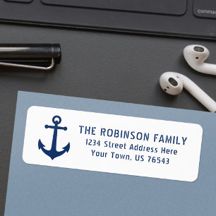 Nautic Vintag Boat Anchor Navy Blue Address