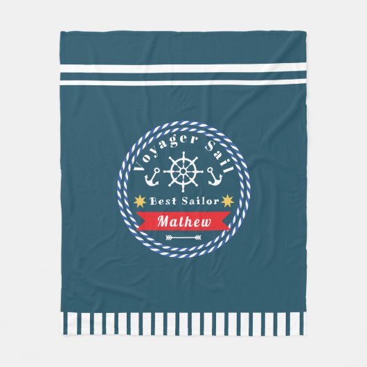 Nautic Voyager Best Sailor Dark Blue Fleecedecke (Vorderseite)
