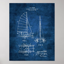 Nautic Wall Decke Kinderzimmer Sailboat Blueprint  Poster