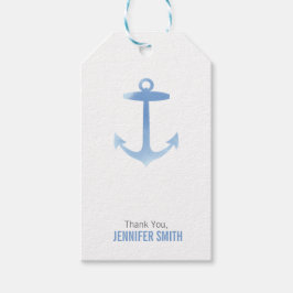 Nautic Watercolor Anchor Blue Personalisiert Geschenkanhänger