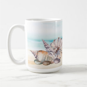 Nautic Watercolor Beach Seashells Kaffeetasse