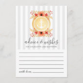 Nautic Watercolor Floral Gold Ankerhochzeit Hinweiskarte (Vorderseite)