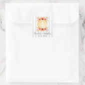 Nautic Watercolor Floral Gold Ankerhochzeit Quadratischer Aufkleber (Tasche)