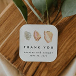 Nautic Watercolor Seashells Danke Stickers<br><div class="desc">Schöne nautische Aufkleber zu sagen,  danke in einer modernen Art und Weise. Mit handgemalten Aquarellmuscheln.</div>
