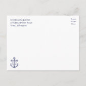 Nautic Wedding Anchor Navy Blue Save the Date Postkarte (Rückseite)
