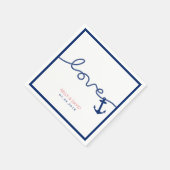 Nautic Wedding Anchor & Rope Simple Border Serviette (Ecke)