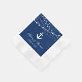 Nautic Wedding Anchor String Lights Navy Blue Serviette (Ecke)