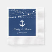 Nautic Wedding Anchor String Lights Navy Blue Serviette (Vorderseite)