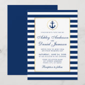 Nautic Wedding Blue Stripes Einladung B (Vorne/Hinten)