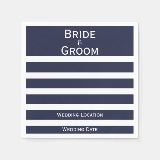 Nautic Wedding Custom Striped Napkins Serviette (Vorderseite)