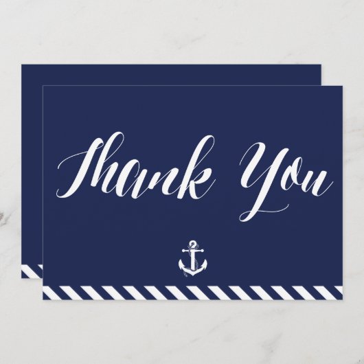 Nautic Wedding danke Karten mit Streifen (Vorne/Hinten)