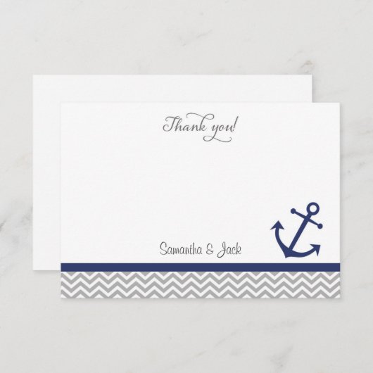Nautic Wedding Dankeschön Card Mitteilungskarte (Vorne/Hinten)