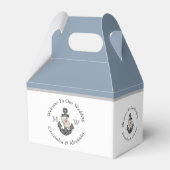 Nautic Wedding Dusty Blue Monogram Floral Anchor Geschenkschachtel (Rückseite)