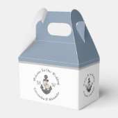 Nautic Wedding Dusty Blue Monogram Floral Anchor Geschenkschachtel (Vorderseite)