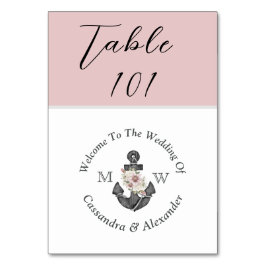Nautic Wedding Dusty Rose Blus Pink Tischnummer