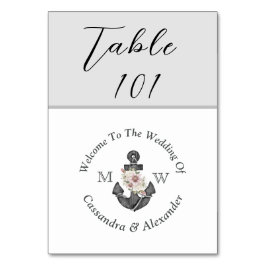 Nautic Wedding Dusty Silver Gray Tischnummer