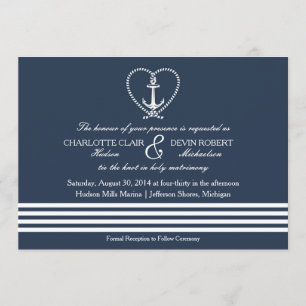 Nautic Wedding Einladung, Achterbahn Herz Knoten Einladung
