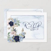 Nautic Wedding Floral Anchor Elegant UAWG Invita Einladungspostkarte (Vorne/Hinten)