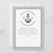Nautic Wedding Floral Anchor Grau und Weiß Dankeskarte (Rückseite)