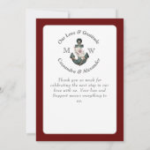 Nautic Wedding Floral Anchor Maroon Rust Red Dankeskarte (Rückseite)