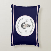 Nautic Wedding Floral Anchor Navy Blue Pink Dekokissen (Rückseite(Vertikal))