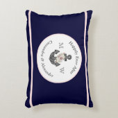 Nautic Wedding Floral Anchor Navy Blue Pink Dekokissen (Vorderseite(Vertikal))