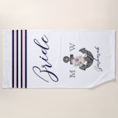 Nautic Wedding Floral Anchor Pink Marine Brides Be Strandtuch (Vorderseite)