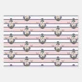 Nautic Wedding Floral Anchor Pink Navy Geschenkpapier Set (Vorderseite 2)