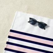 Nautic Wedding Floral Anchor Pink Navy Groom Strandtuch (Beispiel)