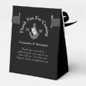 Nautic Wedding Floral Anchor Schwarz-weiß Geschenkschachtel (Rückseite)
