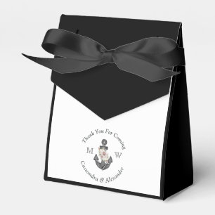 Nautic Wedding Floral Anchor Schwarz-weiß Geschenkschachtel