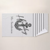 Nautic Wedding Floral Anchor Silver Gray Badehandtuch (Badehandtuch)