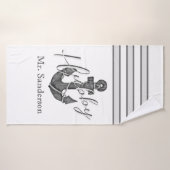 Nautic Wedding Floral Anchor Silver Gray Badehandtuch (Badehandtuch)