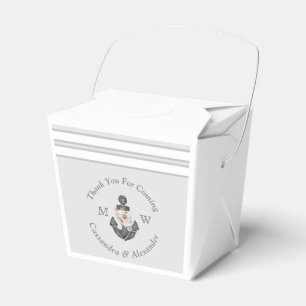 Nautic Wedding Floral Anchor Silver Gray Geschenkschachtel