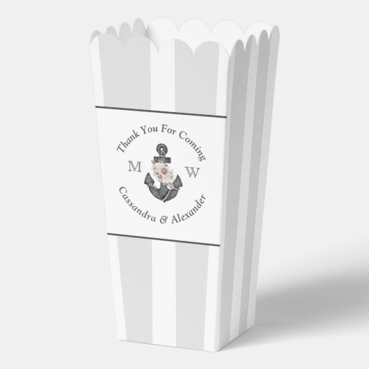 Nautic Wedding Floral Anchor Silver Gray Geschenkschachtel (Vorderseite)