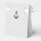 Nautic Wedding Floral Anchor Silver Gray Geschenkschachtel (Rückseite)