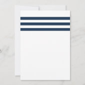 Nautic Wedding Gold Anchor Navy Stripes Einladung (Rückseite)
