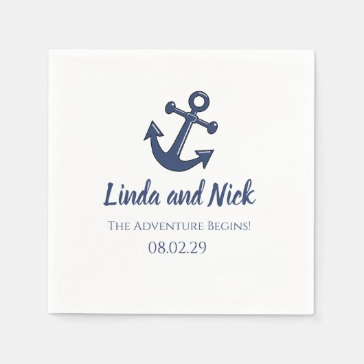 Nautic Wedding Napkins Das Abenteuer beginnt Serviette (Vorderseite)