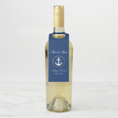 Nautic Wedding Navy Blue Gold Vielen Dank Flaschenanhänger (Auf Flasche)