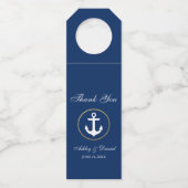 Nautic Wedding Navy Blue Gold Vielen Dank Flaschenanhänger (Vorderseite)
