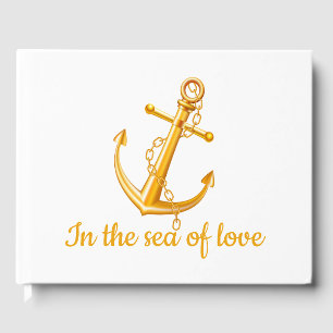 Nautic Wedding Orange Anchor Beach Summer Ocean Gästebuch
