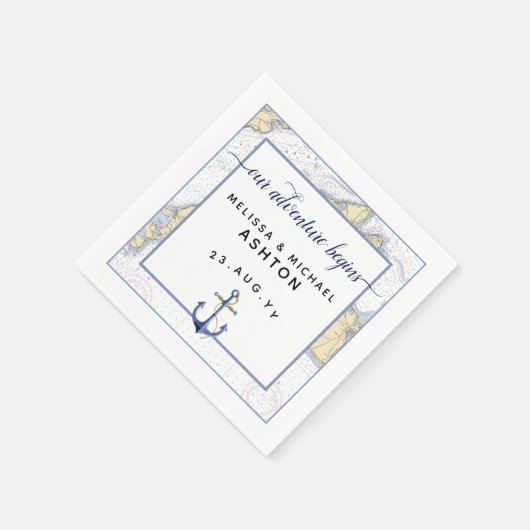 Nautic Wedding Script Typografy Dating Serviette (Ecke)