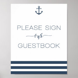 Nautic Wedding Sign Our Guest Book Poster