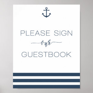 Nautic Wedding Sign Our Guest Book Poster