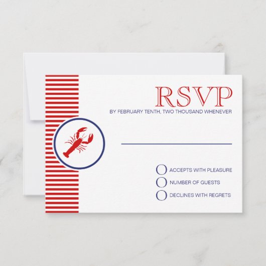 Nautic Wedding Theme UAWG Red Lobster Custom RSVP Karte (Vorderseite)