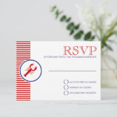 Nautic Wedding Theme UAWG Red Lobster Custom RSVP Karte (Stehend Vorderseite)