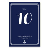 Nautic Wedding Tischnummern Navy Blue Frame (Vorderseite)