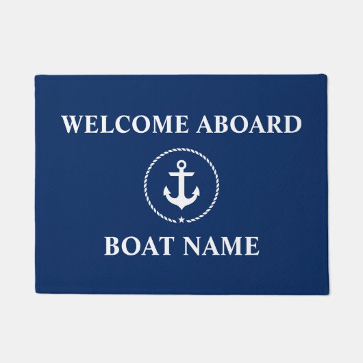 Nautic Welcome Anchor Rope Boat Name Door Mat Fußmatte (Vorderseite)